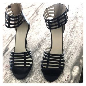 Statement heals with ankle strap and back zipper